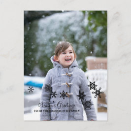 Ebony Elegant Snöflingor julfotopapport Helg Vykort