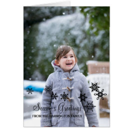 Ebony Elegant Snöflingor julfotoport Hälsningskort