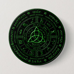 Ebony Emerald Celtic Zodiac Button Knapp