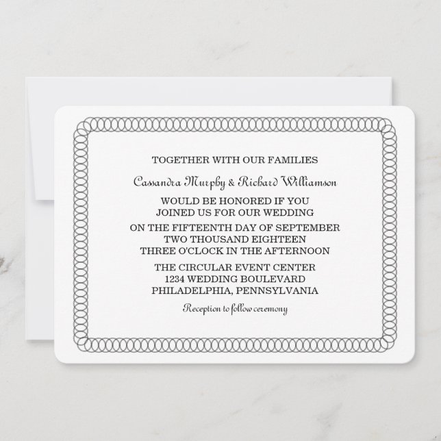 Ebony Encircled Round Wedding bjudes in Inbjudningar (Framsida)