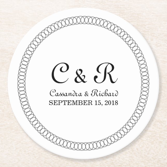 Ebony Encirkled Round Papper Underläggs Underlägg Papper Rund (Framsidan)