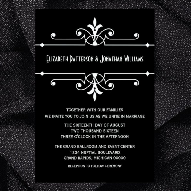 Ebony Finare inbjudan till prydnadsbröllop (Ebony Fancy Ornamental Wedding Invitation)