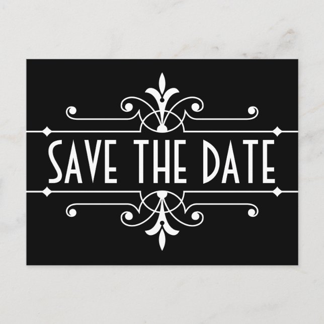 Ebony Finare Ornamental Save the Date Postcard Meddelande Vykort (Framsida)