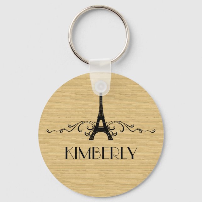 Ebony Fransk Flourish Keychain Nyckelring (Framsida)
