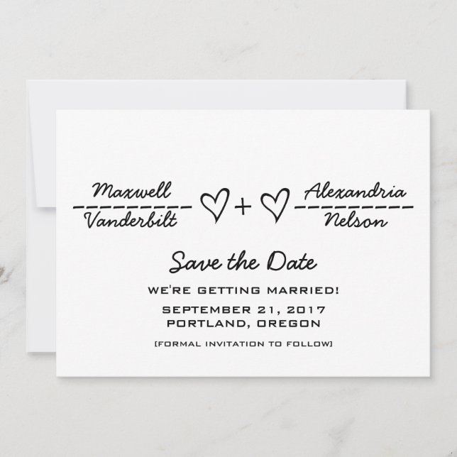 Ebony Heart Equation Save the Date Inbjudan (Framsida)