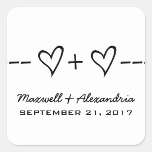Ebony Heart Equation Wedding Stickers Fyrkantigt Klistermärke