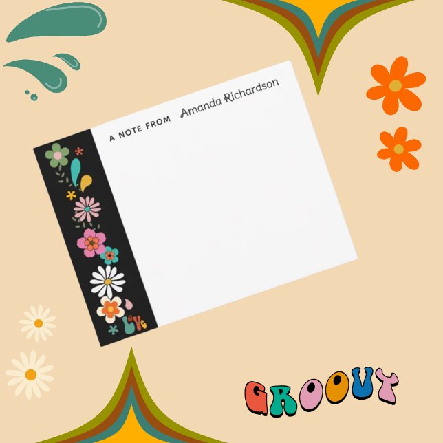 Ebony KÄRLEK Flower Groovy 70:s tema Flat Note Car Tack Kort (Skapare uppladdad)