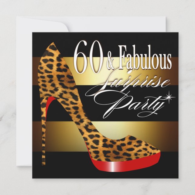Ebony Leopard Stiletto Rand 60 & Fabulous Inbjudningar (Framsida)