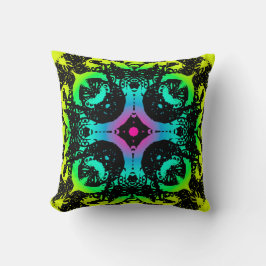 Ebony Lime Modern African Svart & Grön Geometrisk Kudde