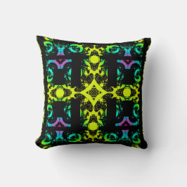 Ebony Lime Modern African Svart & Grön Geometrisk Kudde