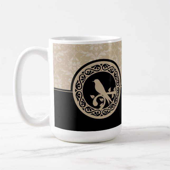 Ebony Lovebird Damask Coffee Mugg (Vänster)