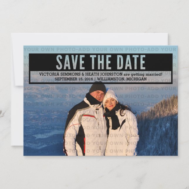Ebony Modern cut out Save Date Inbjudan (Framsida)