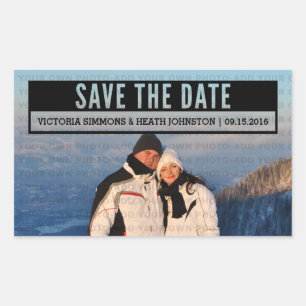 Ebony Modern cut out Save the Date Stickers (Ebony Rektangulärt Klistermärke