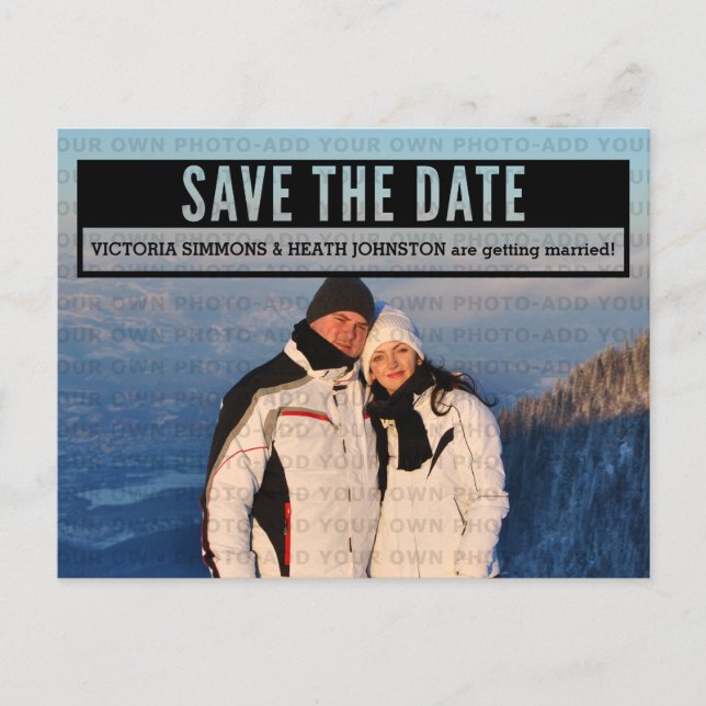Ebony Modern Klipp ut Save the Date-brevkort Meddelande Vykort (Framsida)