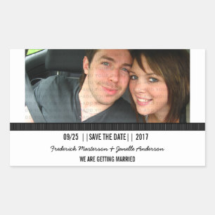 Ebony Modern Photo Save the Date Stickers Rektangulärt Klistermärke
