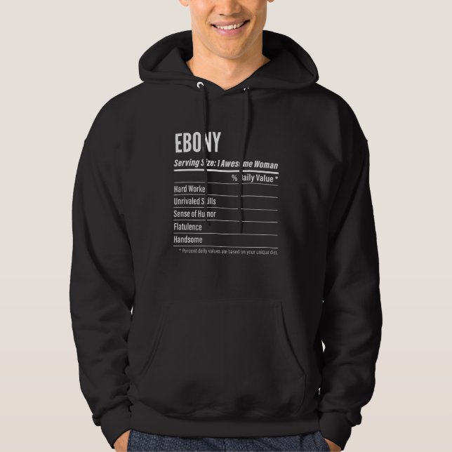 Ebony  Nutritional Facts Serving Size Calories Hoodie (Framsida)