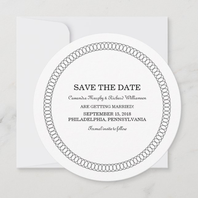 Ebony Omslutande Rund Save the Date-inbjudan Inbjudningar (Framsida)