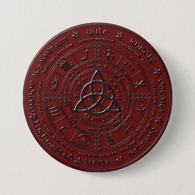 Ebony Ruby Celtic Zodiac Button Knapp (Framsida)