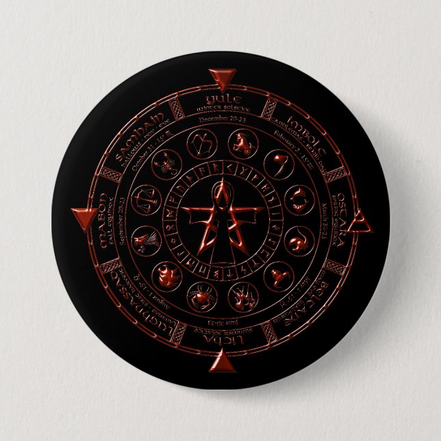 Ebony Ruby Celtic Zodiac Button Knapp (Framsida)