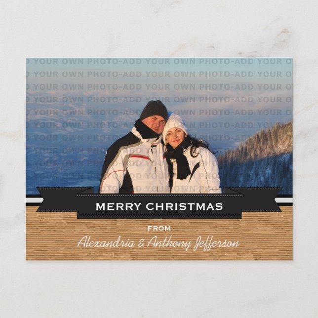 Ebony Rustic Banner Helgdag Photo Postcard Helg Vykort (Framsida)