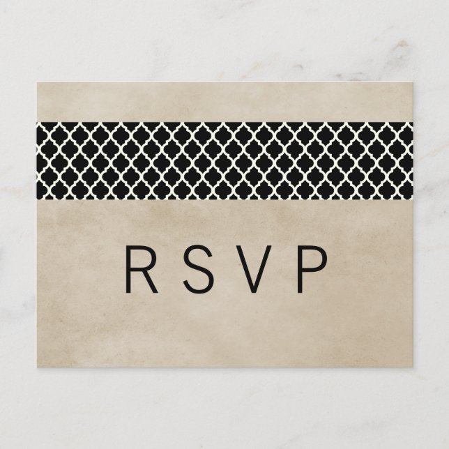 Ebony Rustic Quatrefoil OSA Postcard Inbjudan Vykort (Framsida)