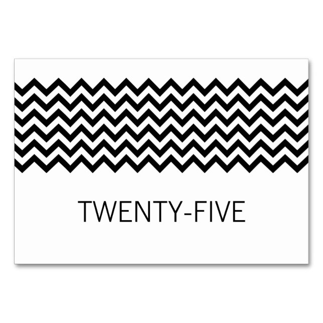 Ebony Simple Chevron Bord Card Bordsnummer (Framsidan)