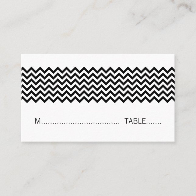 Ebony Simple Chevron Place Card Placeringskort (Framsida)