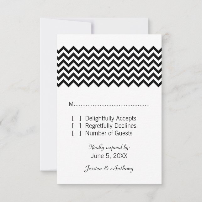 Ebony Simple Chevron Responcard Card OSA Kort (Framsida)