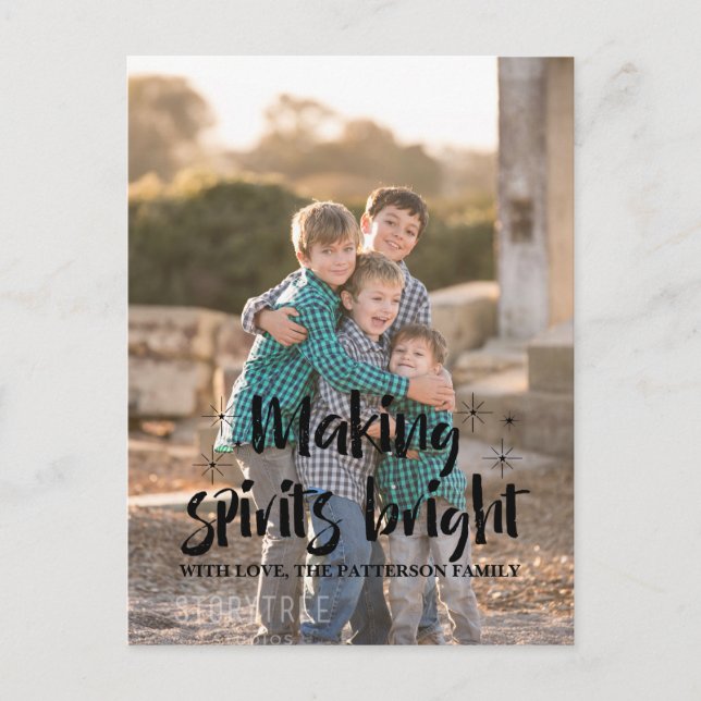 Ebony Starry Skapar Spirits Bright Helgdag Photo Helg Vykort (Framsida)