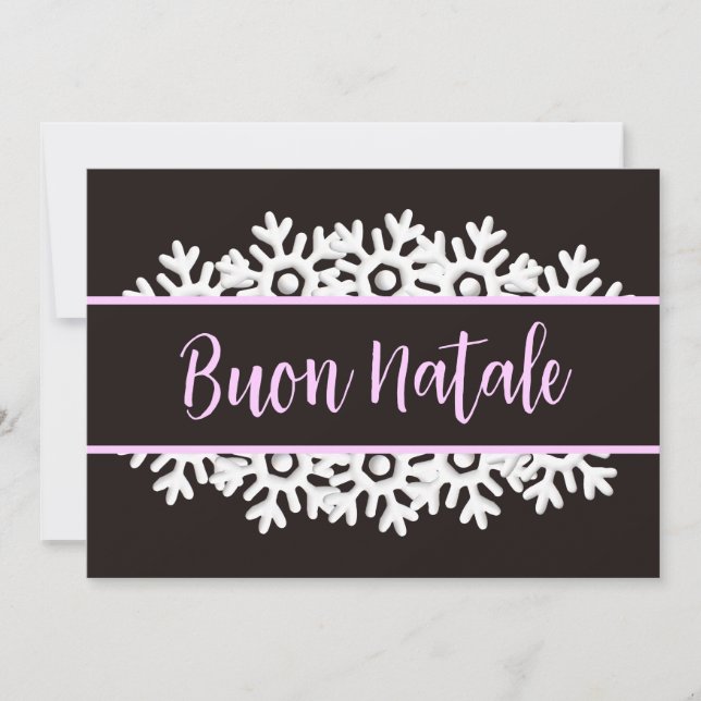 Ebony svart, Ljus lila och Vita Snöflingor  Julkort (Framsida)