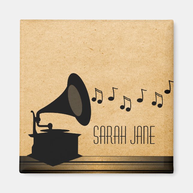 Ebony Vintage Gramophone Magnet (Framsidan)