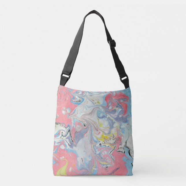 Ebru Art Pastel Abstract Marbled Cross Body Bag Axelväska (Framsida)