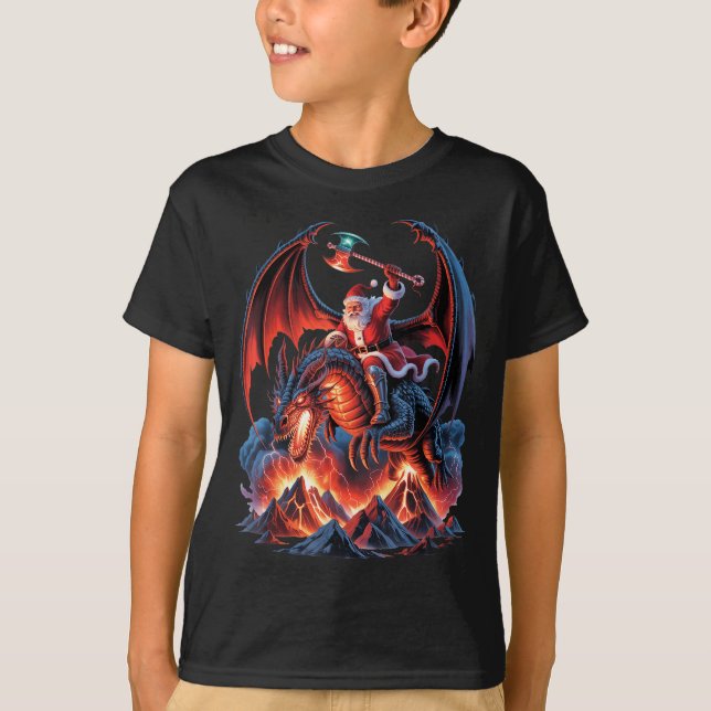 Ec Christmas Fantasy - Mmo Mystic Santa Riding Dra T Shirt (Framsida)