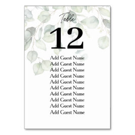 Ecalyptus-Bordsnummer Sittdiagram för vattenfärg Bordsnummer