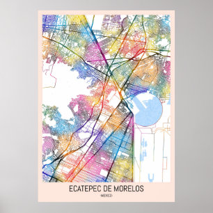 Ecatepec de Morelos Mexico City Karta Poster