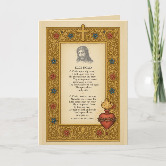 Ecce Homo Folat Heliga Card Dikt Helig Heart Kort (Framsida)