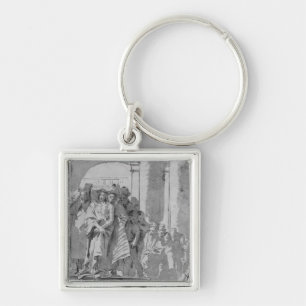Ecce homo fyrkantig silverfärgad nyckelring