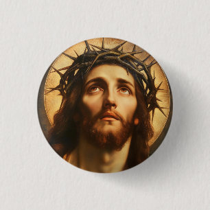 Ecce Homo Jesus Kristus med törnekrona Knapp