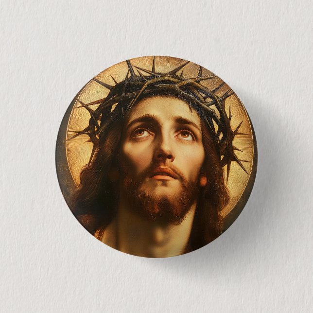 Ecce Homo | Jesus Kristus med törnekrona Knapp (Framsida)