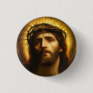 Ecce Homo Jesus Kristus med törnekrona Knapp