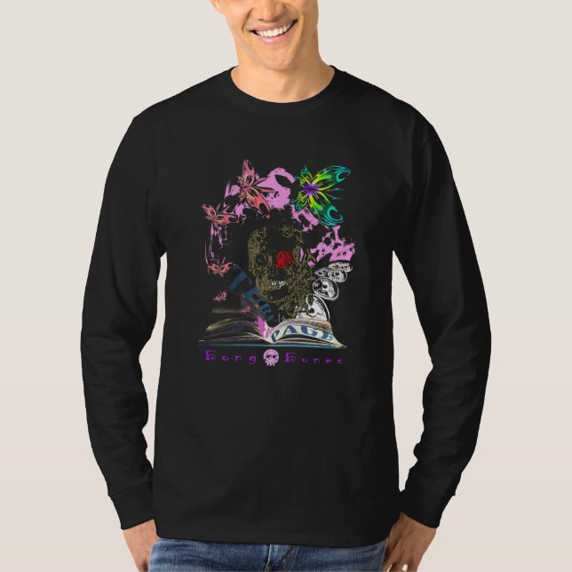 Eccentric Kooky Bong Bones Script Illustration T Shirt (Framsida)