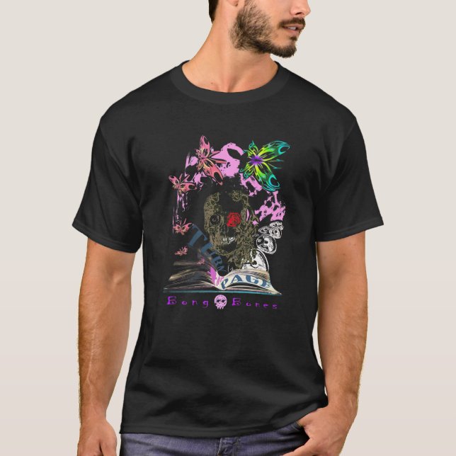 Eccentric Kooky Bong Bones Script Illustration T Shirt (Framsida)