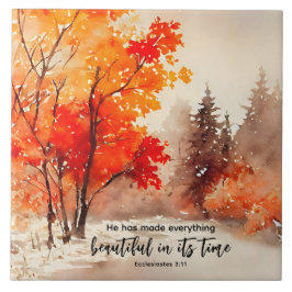 Ecclesiastes 3:11 Bible Verse Fall Watercolor Kakelplatta