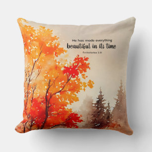 Ecclesiastes 3:11 Bible Verse Fall Watercolor Kudde