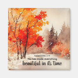 Ecclesiastes 3:11 Bible Verse Fall Watercolor Magnet