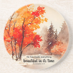 Ecclesiastes 3:11 Bible Verse Fall Watercolor Underlägg