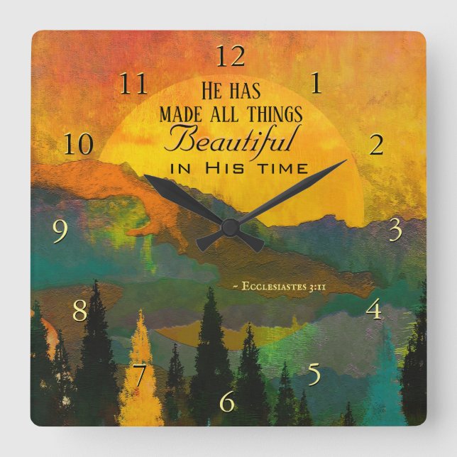 Ecclesiastes 3:11 Han har gjort sak vacker Fyrkantig Klocka (Framsida)