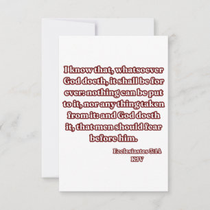 Ecclesiastes 3:14 KJV Bible Verse Hälsning Kort