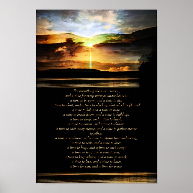 Ecclesiastes 3, 1-8 - soluppinspirerande poster (Framsidan)