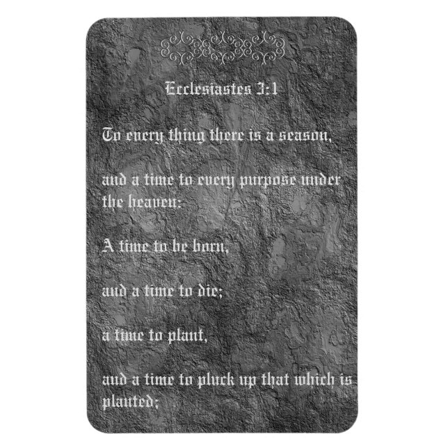 Ecclesiastes 3:1 Distress Åldras Struktur No Tårar Magnet (Vertikal)